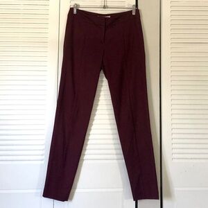 Trina Turk Dress Pants - Ankle Length Mid Rise Straight Leg - Burgundy - XS